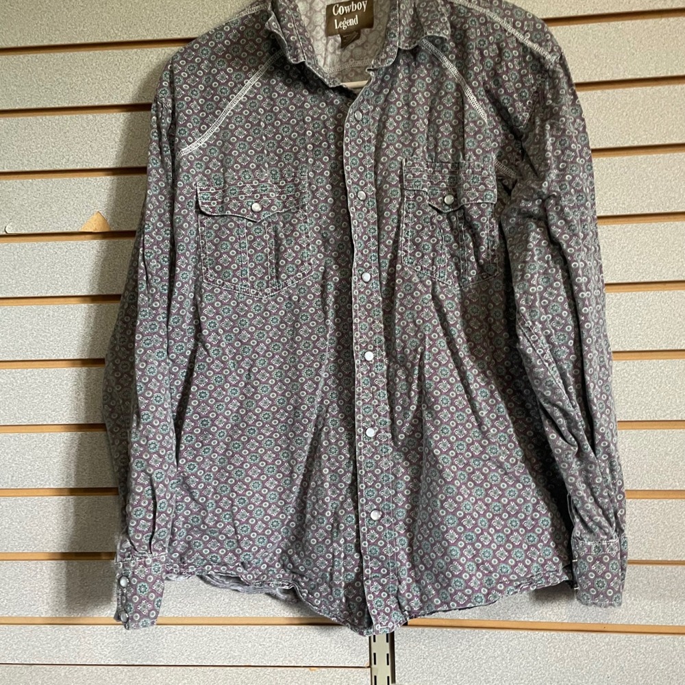 Cowboy Legend Western Shirt Floral Print Long Sleeve Button‎ Up Mens Large